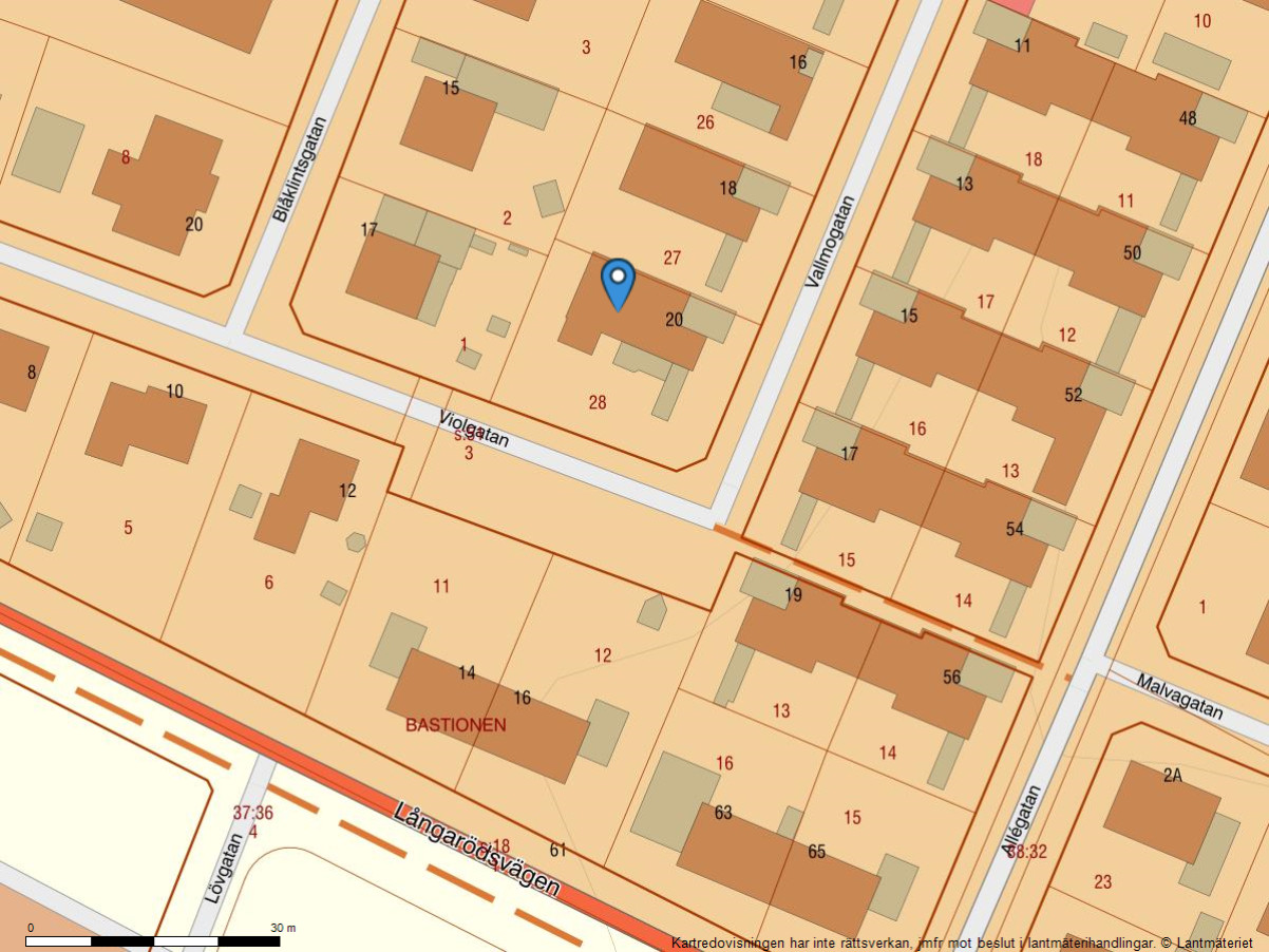 Fastighetskarta Vallmogatan 20