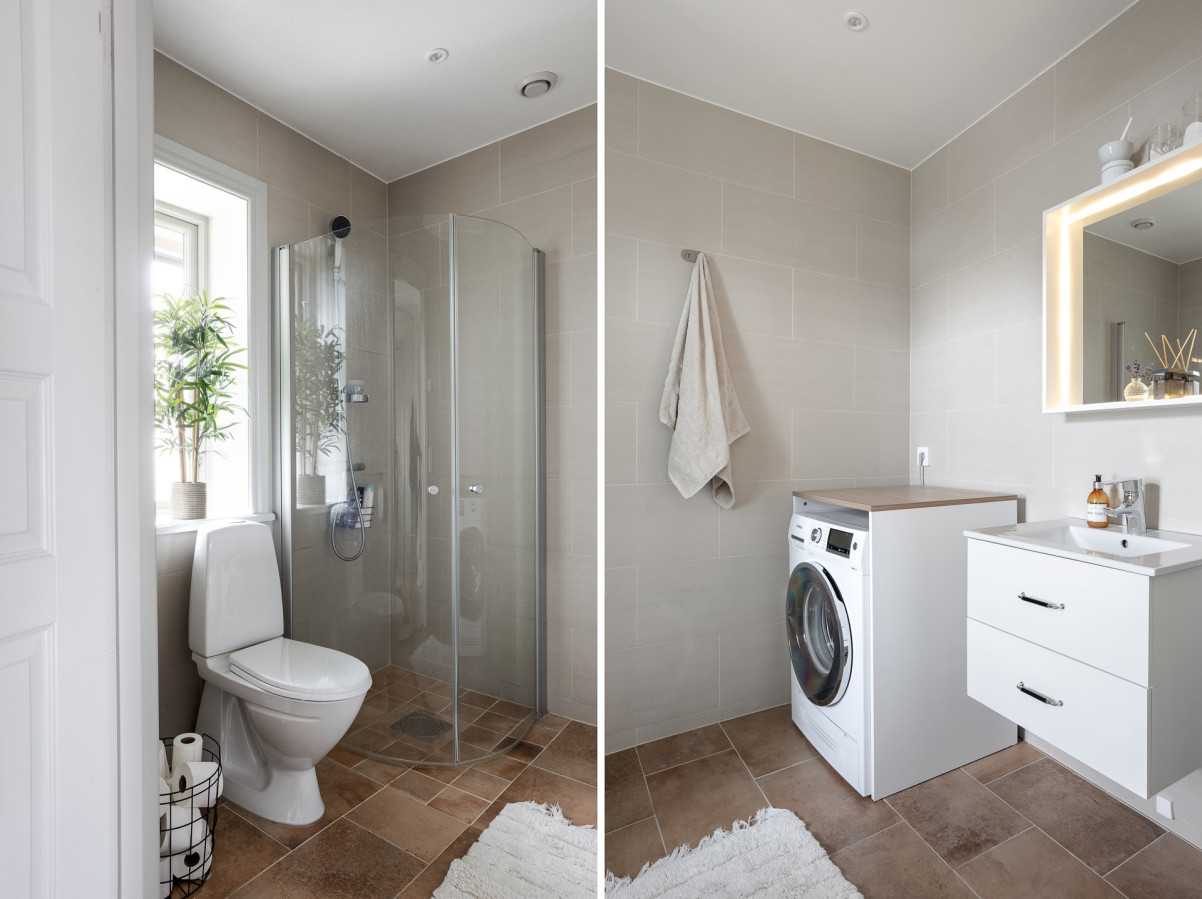 Badrum med dusch och kombimaskin Strandnäsvägen 14L