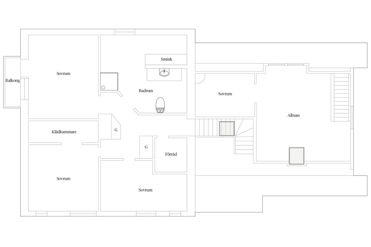 Planritning - övre plan Fabriksgatan 15