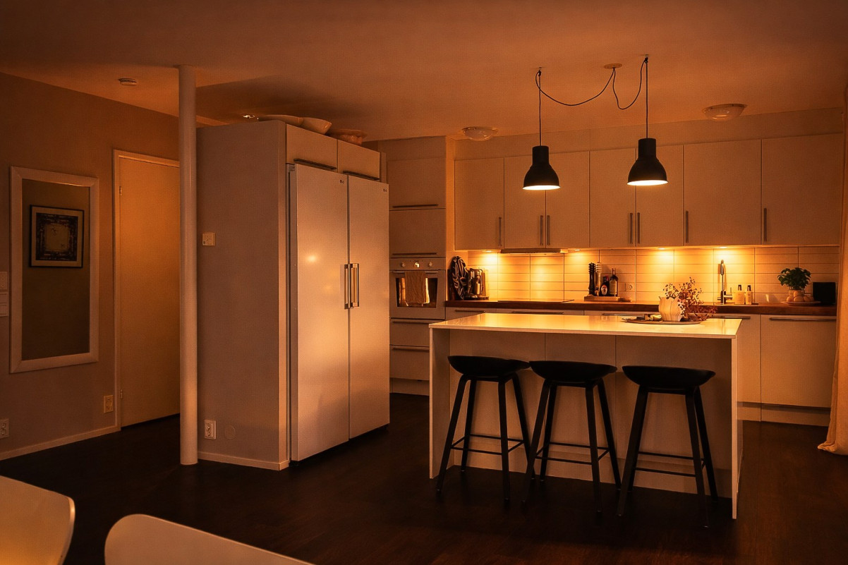 AI-redigerad skymningsbild Grönsångaregatan 9