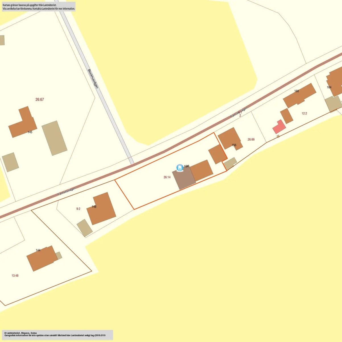 Tomtkarta Farhultsvägen 154