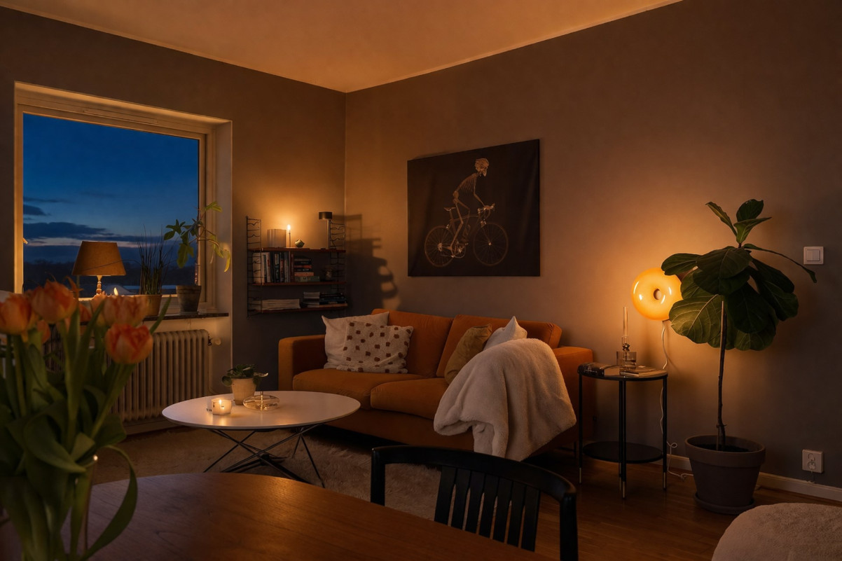 Kvällsbild (AI redigerad) Rektorsgatan 3