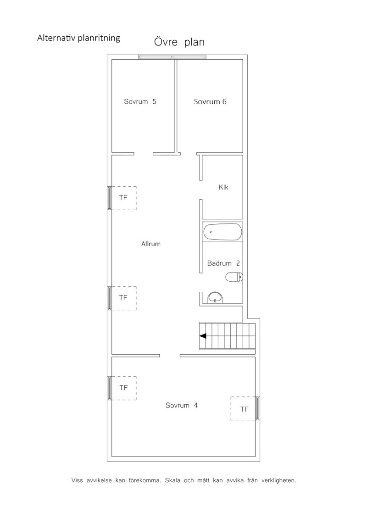 Alternativ planritning övre plan Silvåkragatan 77