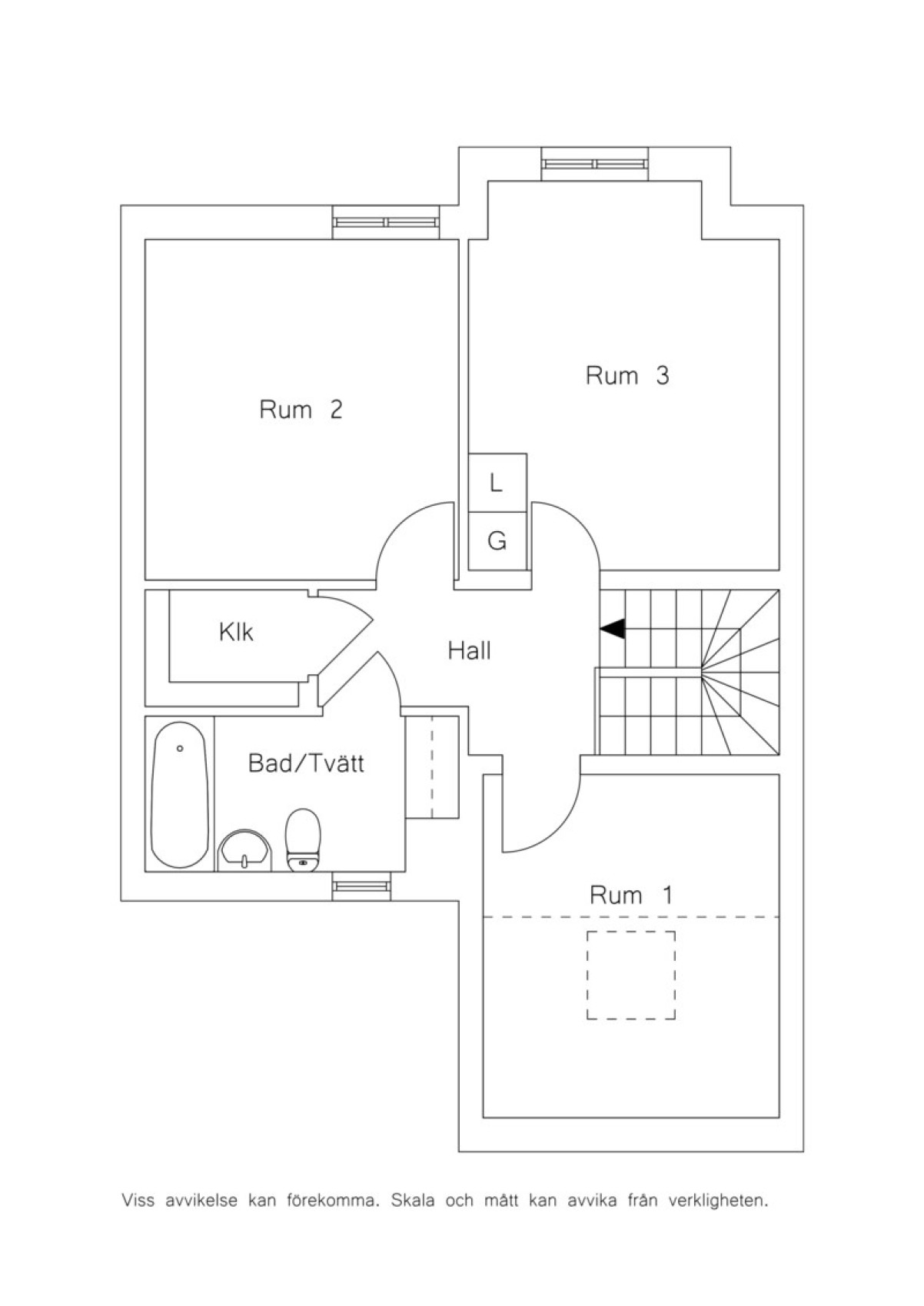 planritning övreplan Galoppvägen 48